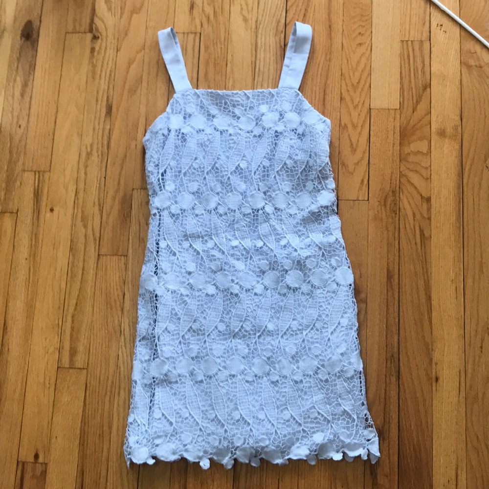 Club Monaco Blue Lace Shift Midi Dress, Size 4